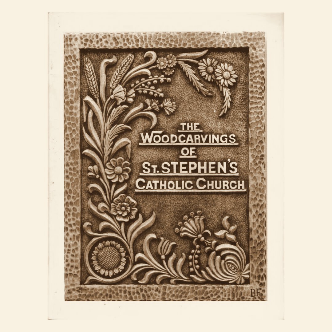 Carved cover plate of The Woodcarvings of St. Stephen's Catholic Church